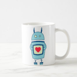 Blåttrobot med hjärta kaffemugg