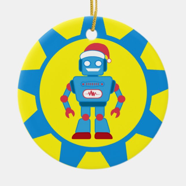 BlåttSanta robot Julgransprydnad Keramik (Framsidan)