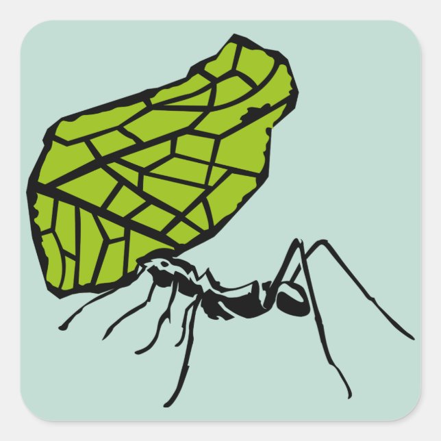 Blattschneideameise Natur Stencil Fyrkantigt Klistermärke (Framsida)