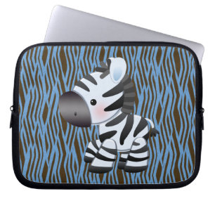 Blåttsebra & djur trycklaptop sleeve för struktu