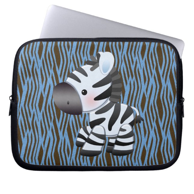 Blåttsebra & djur trycklaptop sleeve för struktur (Framsidan)
