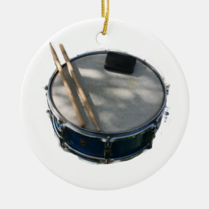 Blåttsnaran trummar Drumsticks och ljuddämparen Julgransprydnad Keramik