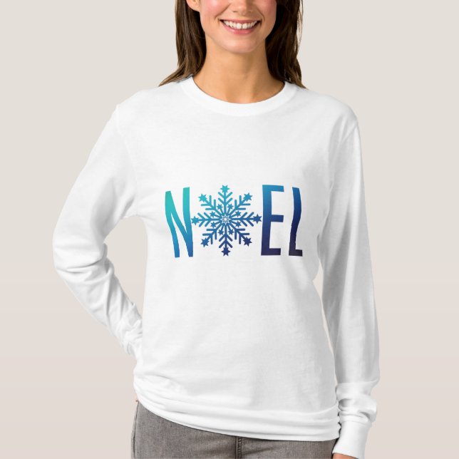 BlåttSnowflakeNoel jul T-shirt (Framsida)
