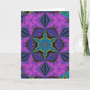 BlåttSnowflakeStarburst Kaleidoscopic Mandala Helgkort