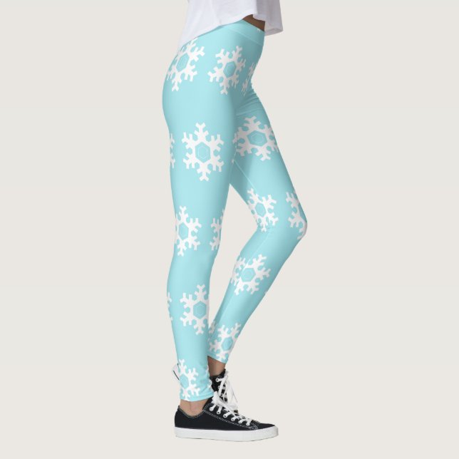 BLÅTTSNOWFLAKESTRUMPBYXOR LEGGINGS (Höger)