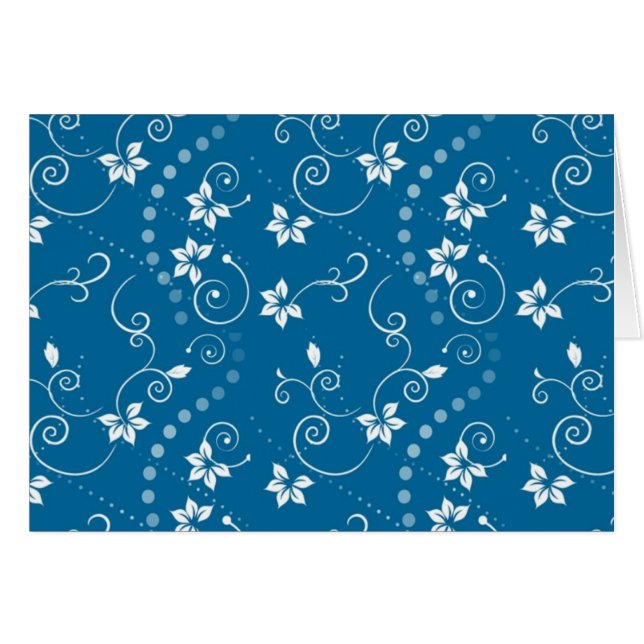 BlåttSwirly blommor Hälsningskort (Framsidan Horizontal)