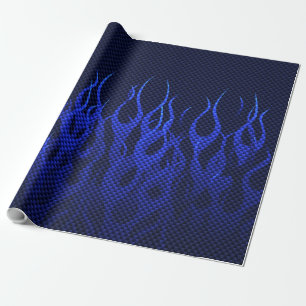 Blåtttävla flammar på kolfibertryck presentpapper