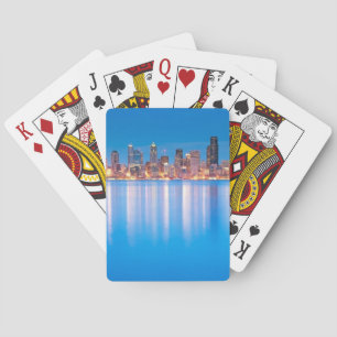 Blåtttimmen beskådar av i stadens centrum Seattle Casinokort