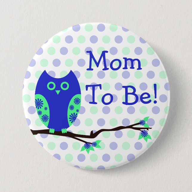 Blåttugglan "mamman som är" baby shower, knäppas knapp (Framsida)