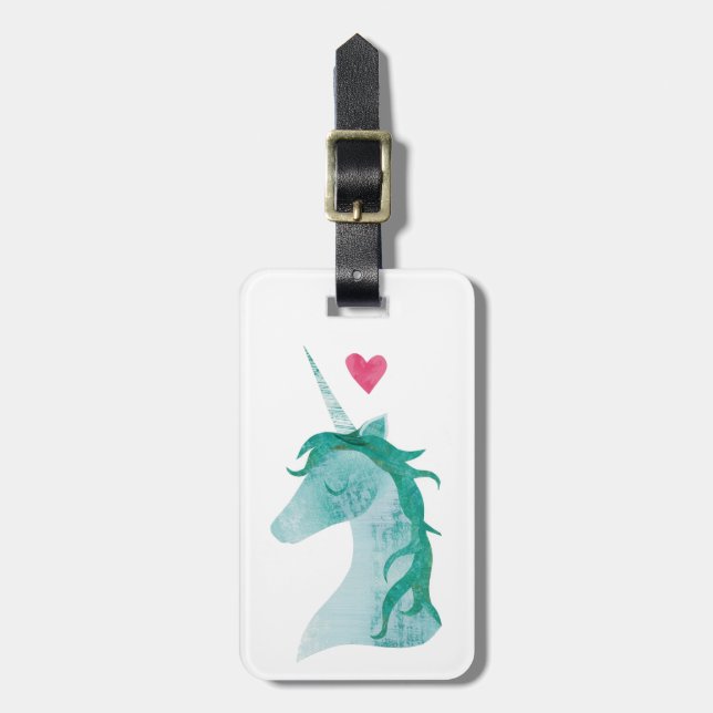 BlåttUnicornmagi med hjärta Bagagebricka (Vertikal Framsida)