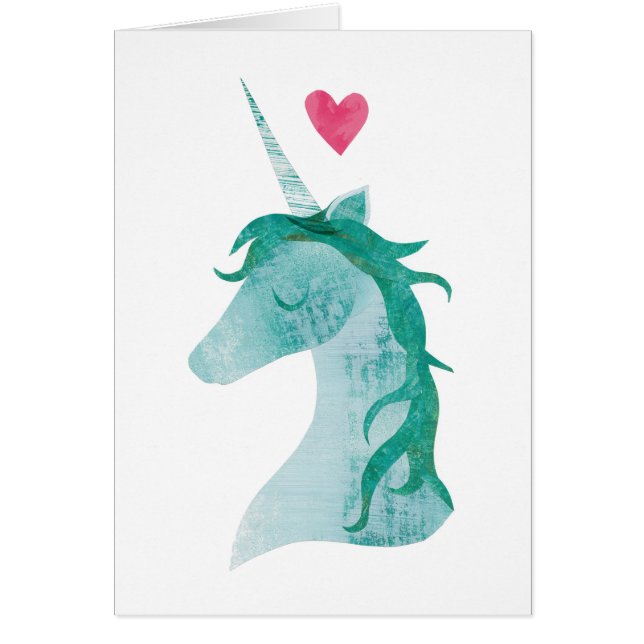 BlåttUnicornmagi med hjärta Hälsningskort (Framsidan)