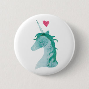 BlåttUnicornmagi med hjärta Knapp