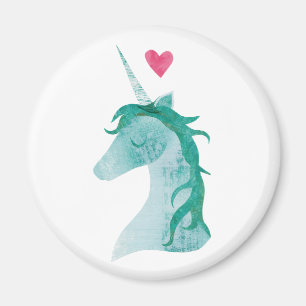 BlåttUnicornmagi med hjärta Magnet