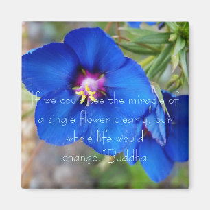 Blåttvallmoblomma med inspirera citationstecken magnet