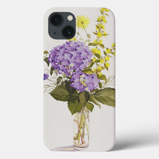Blåttvanlig hortensia med gul Loosestrife (Baksida)