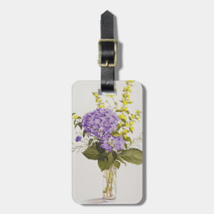 Blåttvanlig hortensia med gul Loosestrife Bagagebricka