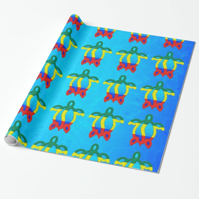 Blåttvatten Rasta Honu Presentpapper (Utrullad)
