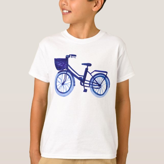 Blåttvattenfärgcykel T Shirt (Framsida)