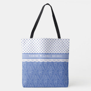 Blåttvintergrönamönster, Fauxsnöre, polka dots Tygkasse