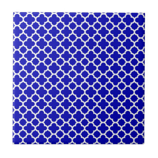 Blåttvit Quatrefoil Kakelplatta