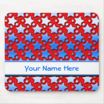 Blåttvitstjärnor på rött