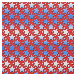 Blåttvitstjärnor på rött tyg