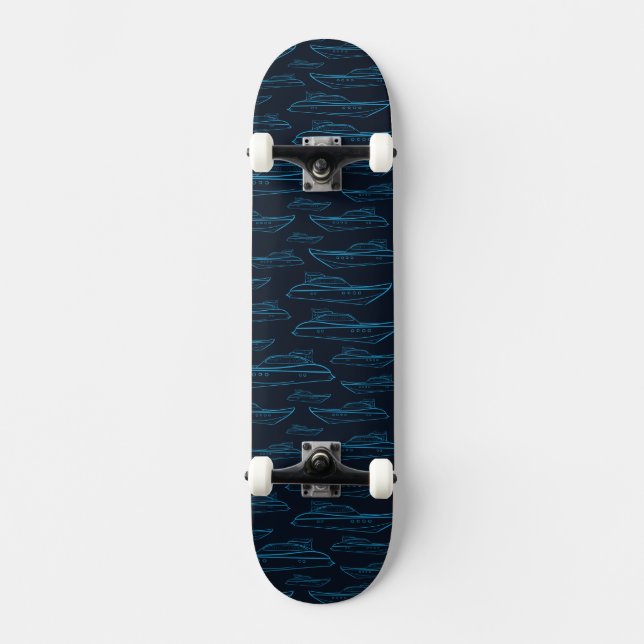 Blåttyachtmönster Skateboard Bräda 19,5 Cm (Framsida)