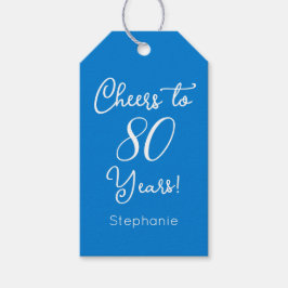 Blåtuber till 80 års 80:e födelsedagsförmån presentetikett