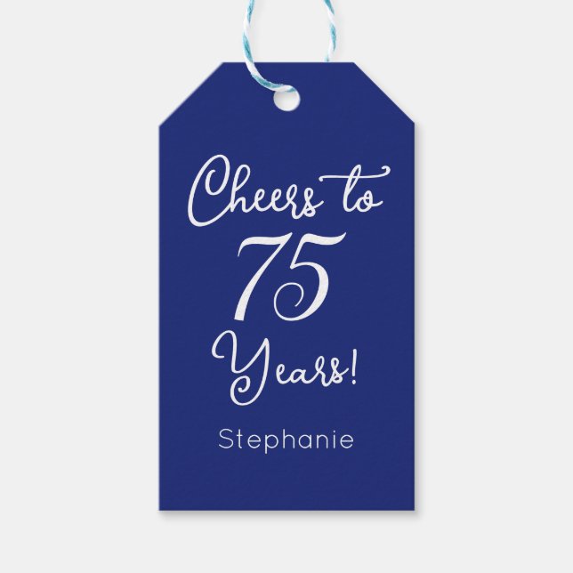 Blåtuggor till 75 år 75:e födelsedag presentetikett (Framsidan)