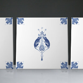 Blåtumörer i Delft Blue Creates i tidigt Art nouve Kakelplatta