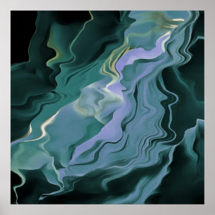Blåturbulens - akryl Pour Abstrakt Art Poster