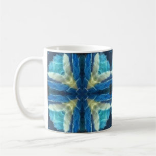 Blåturkos - akvamarin-gultens geometriska utformni kaffemugg