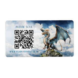 Blåturkos Celtic Dragon QR Code Bröllop Info Fraktsedel