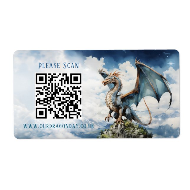 Blåturkos Celtic Dragon QR Code Bröllop Info Fraktsedel (Framsidan)