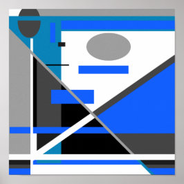 Blåturkos Grått Black White Geometric MXM-utseende Poster