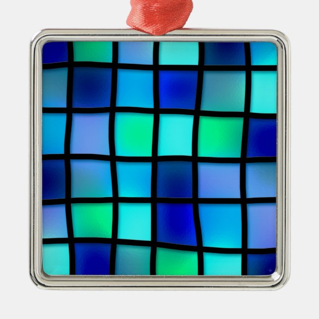 Blåturkos Grönt Lila Glass Art Julgransprydnad Metall (Framsidan)