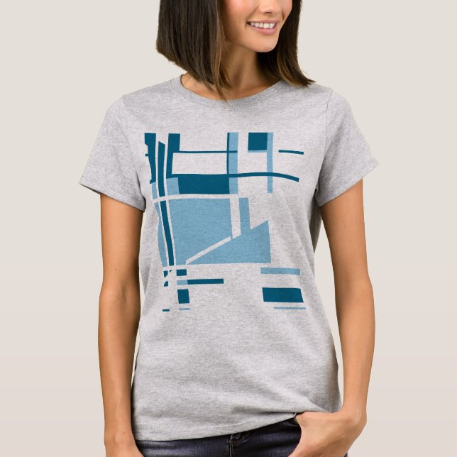 Blåturkos MCM-inspirerad Geometric Abstrakt Art T Shirt (Framsida)
