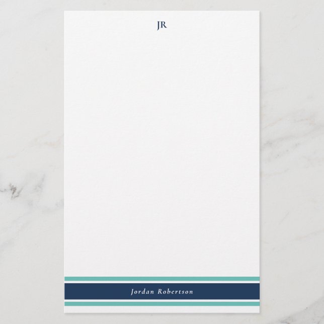 Blåturkos Monogrammed Stationery Brevpapper (Framsida)