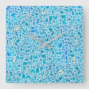 Blåturkos Mosaic Glass Tile Modern Chic Fyrkantig Klocka
