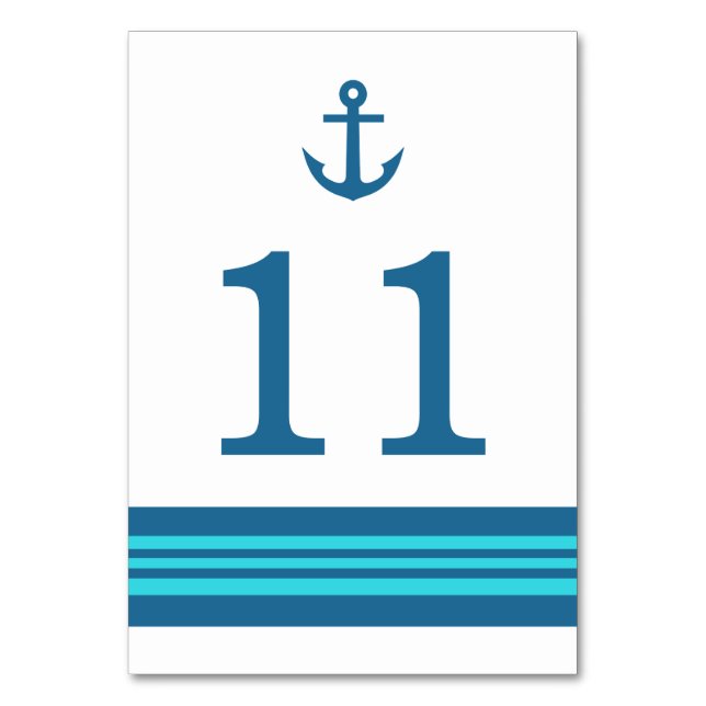 Blåturkos Nautical Anchor Bord-kort Bordsnummer (Framsidan)