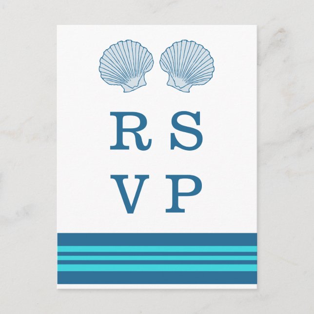 Blåturkos Nautical Seashells OSA Postcard Inbjudan Vykort (Framsida)
