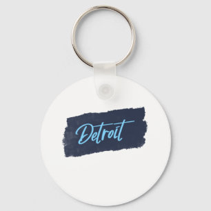Blåtypografi för Detroit Handskriftlig Nyckelring