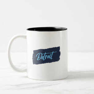 Blåtypografi för Detroit Handskriftlig Två-Tonad Mugg