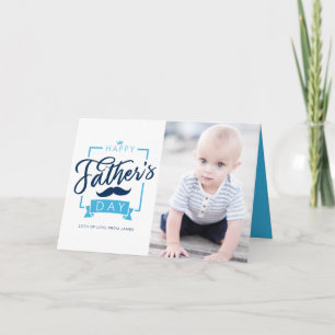 Blåtypografi för lycklig Fars dag Kort