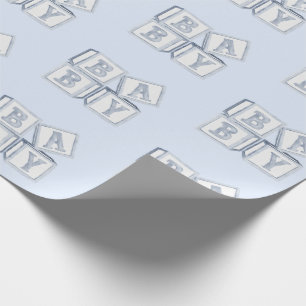 Blåtypografi med blå vattenfärg i Baby-block Presentpapper