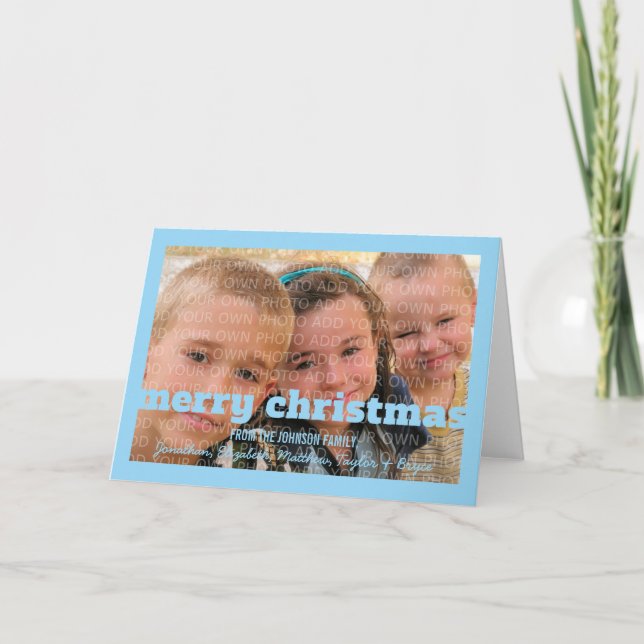 Blåtypografiskt God jul-hälsningskort Helgkort (Framsida)