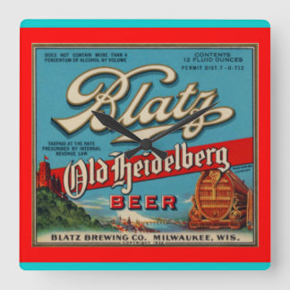 Blatz Old Heidelberg Beer Wall Clock Fyrkantig Klocka