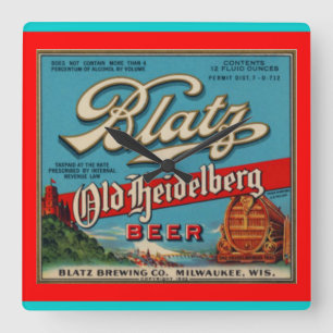 Blatz tar tid på den gammala Heidelberg ölvägge Fyrkantig Klocka