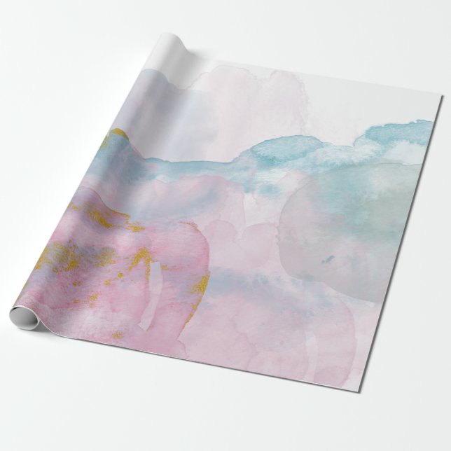 blau-rosa Wasserfarbe Watercolor Presentpapper (Utrullad)
