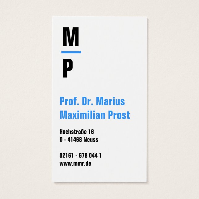 Blau Weiß Visitenkarten Visitkort (Baksidan)